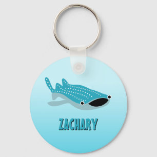 Blue Cartoon Whale Shark Personalized Keychain