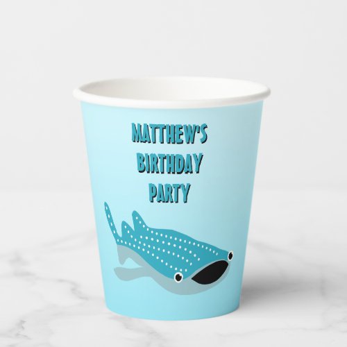 Blue Cartoon Whale Shark Personalized Paper Cups