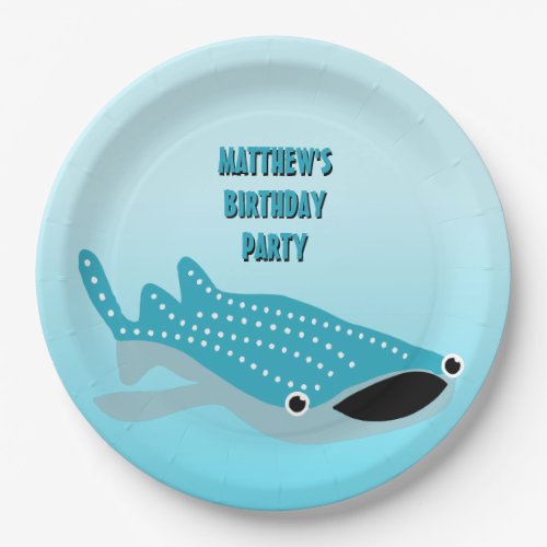 Blue Cartoon Whale Shark Personalized Paper Plates