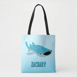Blue Cartoon Whale Shark Personalized Tote Bag