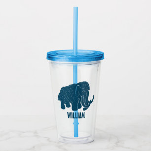 Blue Cartoon Woolly Mammoth Personalized Acrylic Tumbler