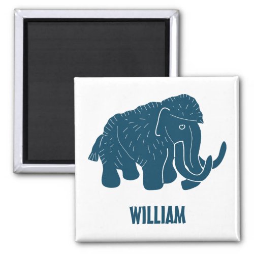 Blue Cartoon Woolly Mammoth Personalized Magnet