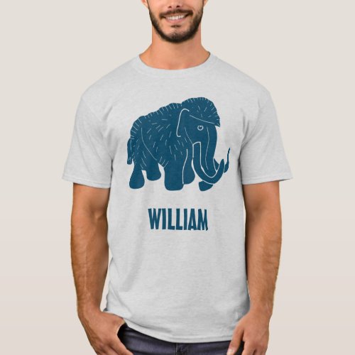 Blue Cartoon Woolly Mammoth Personalized T_Shirt