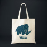 Blue Cartoon Woolly Mammoth Personalized Tote Bag<br><div class="desc">Create a personalized gift featuring a cute ice age animal. This tote bag features a cartoon style illustration of a woolly mammoth in blue and is ready to be personalized with a name or other text.</div>