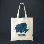 Blue Cartoon Woolly Mammoth Personalized Tote Bag<br><div class="desc">Create a personalized gift featuring a cute ice age animal. This tote bag features a cartoon style illustration of a woolly mammoth in blue and is ready to be personalized with a name or other text.</div>