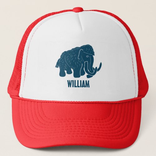 Blue Cartoon Woolly Mammoth Personalized Trucker Hat