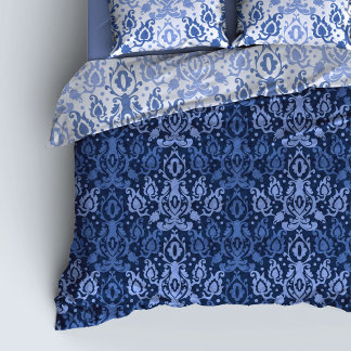 Blue Casbah Moroccan Damask Duvet Cover