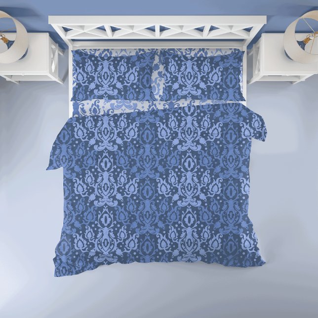 Blue Casbah Moroccan Damask Duvet Cover (Duvet cover only.  Pillowcases and bedsheet not included.)