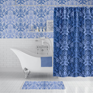 Blue Casbah Moroccan Damask Shower Curtain