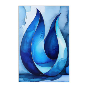 Blue Cascade Abstract Acrylic Print
