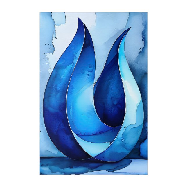 Blue Cascade Abstract Acrylic Print (Front)
