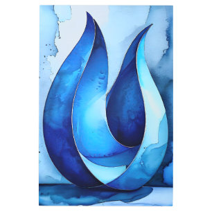 Blue Cascade Abstract Metal Print
