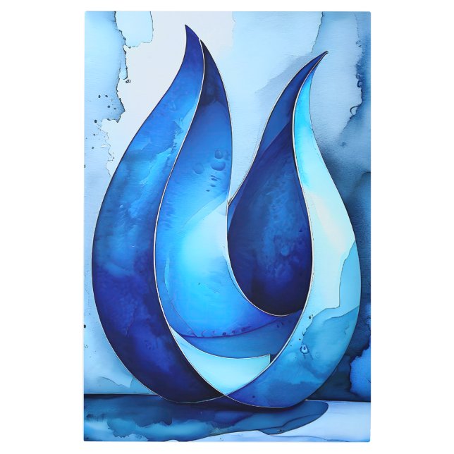 Blue Cascade Abstract Metal Print (Front)