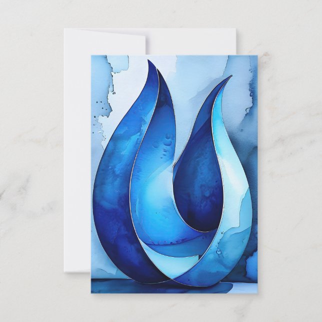 Blue Cascade Abstract Thank You Card (Front)