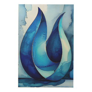 Blue Cascade Abstract Wood Wall Art