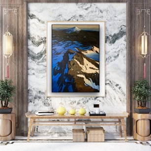 Blue Cascades Mountain Landscape Painting Fine Canvas Print
