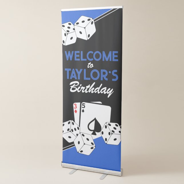 Blue Casino Poker Card Party Welcome Banner (3/4)