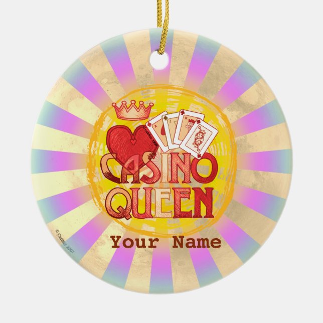 Blue Casino Queen Ceramic Ornament (Front)