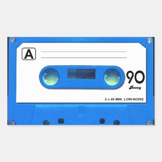 Blue Cassette Tape Rectangular Sticker | Zazzle.com