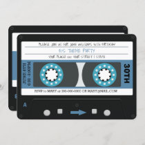 Blue Cassette Tape Retro 80s Birthday Party Invitation