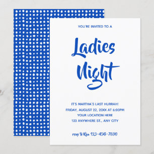 Blue Casual Script Ladies Night Bridal Shower Invitation