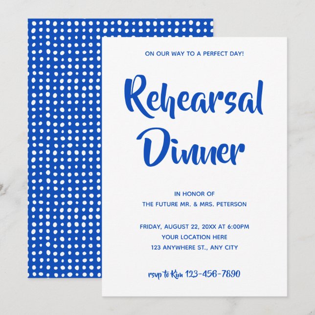 Blue Casual Script | Rehearsal Dinner Invitation (Front/Back)