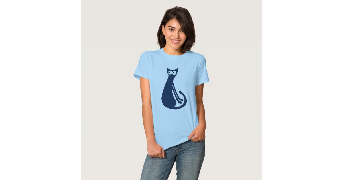 Blue Cat, add text T-Shirt | Zazzle