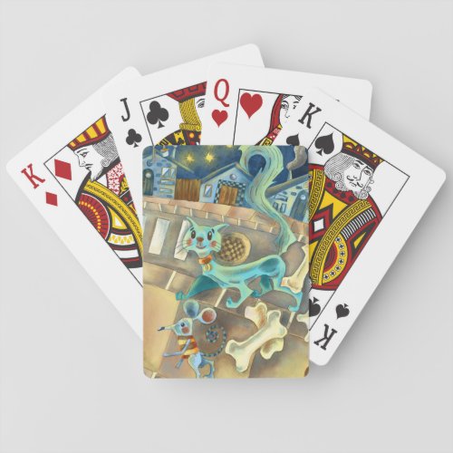 Blue Cat and Blue Mouse Poker Cards