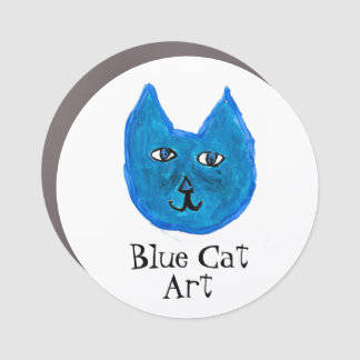Blue Cat Art Car Magnet