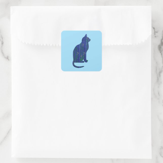 Blue Cat Art Sticker (Bag)