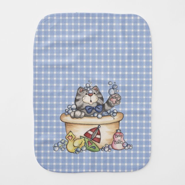 Blue Cat Burp Cloth (Front)