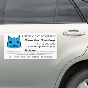 Blue Cat, Cat Boarding, Cattery Advertising Car Magnet