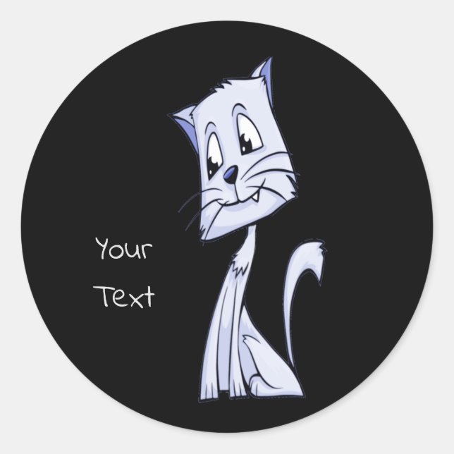 Blue Cat Classic Round Sticker (Front)