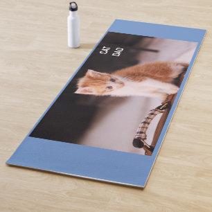 Blue "Cat Dad" Orange Kitten Yoga Mat