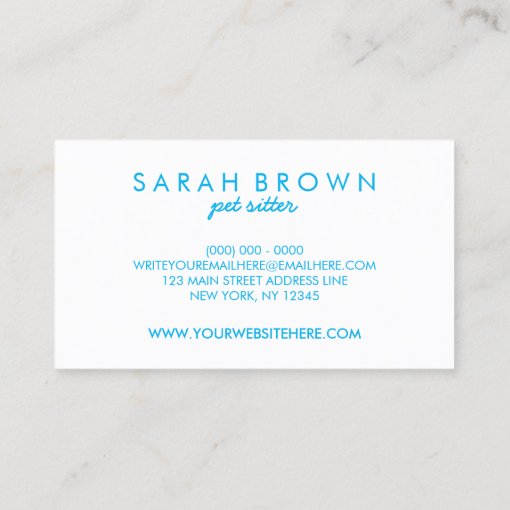 Blue Cat Dog Line Logo Petsitter Business Card | Zazzle