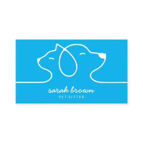 Blue Cat Dog Line Logo Petsitter Business Card