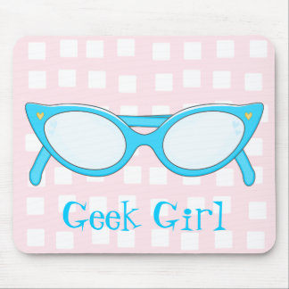 Blue Cat Eye Glasses Mouse Pad