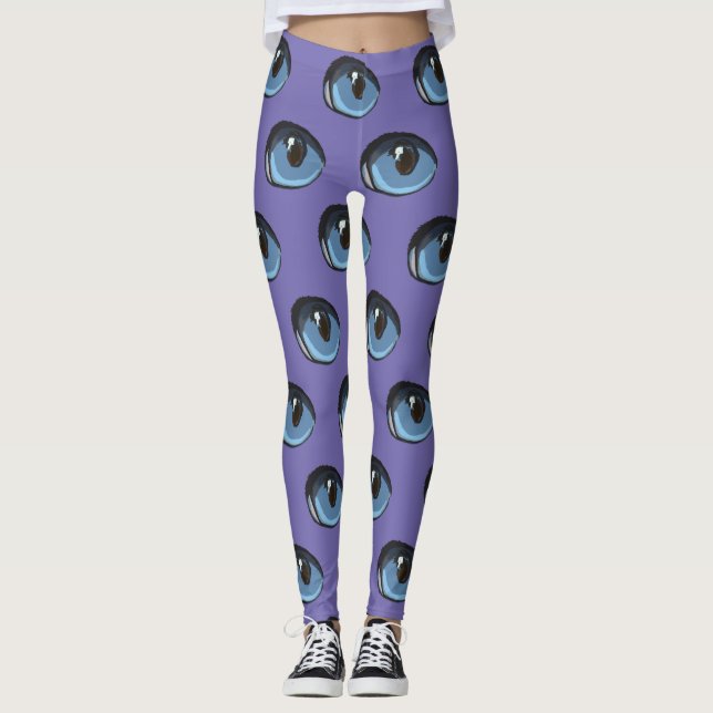 Blue Cat Eye Pattern Leggings (Front)