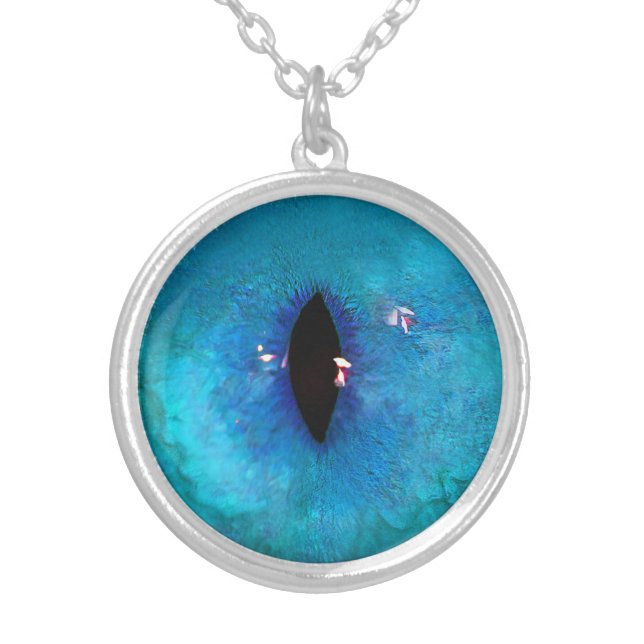 Blue Cat Eye Silver Plated Necklace (Front)