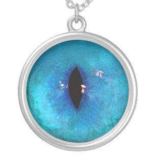 Blue Cat Eye Silver Plated Necklace