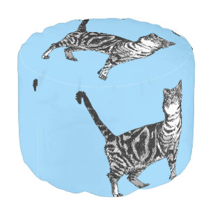 Blue Cat Foot Stool Baby Blue Nursery tabby Pouffe Pouf