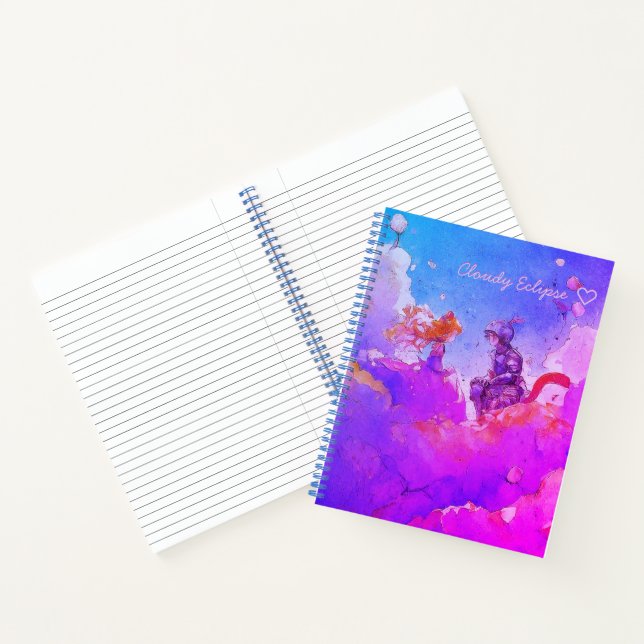 Blue Cat Girl Princess & Cat Knight Boy Notebook (Inside)