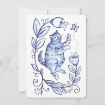 Blue Cat Greeting Card