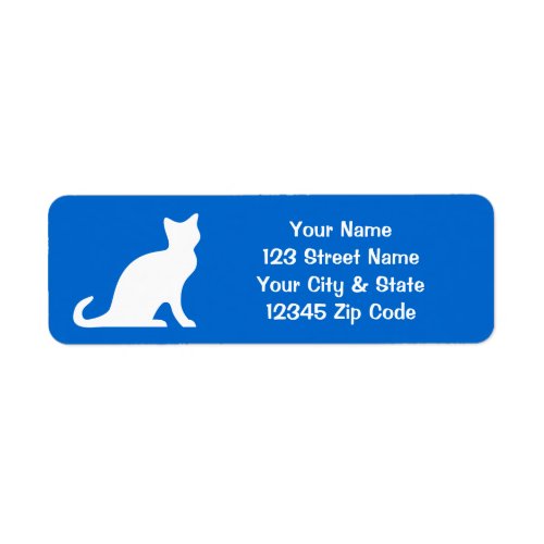 Blue cat labels with custom return address