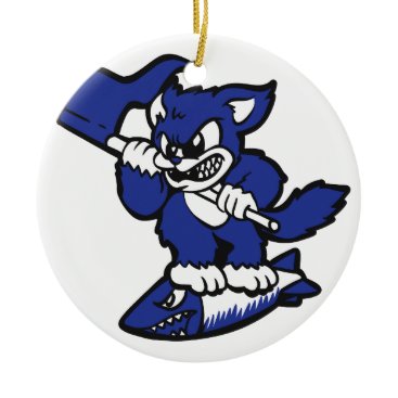 Blue cat on a bomb ceramic ornament Blue cat on a bomb ceramic ornament