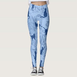 Blue Cat Paris Pattern Leggings