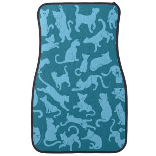 Blue Cat Pattern Car Mat
