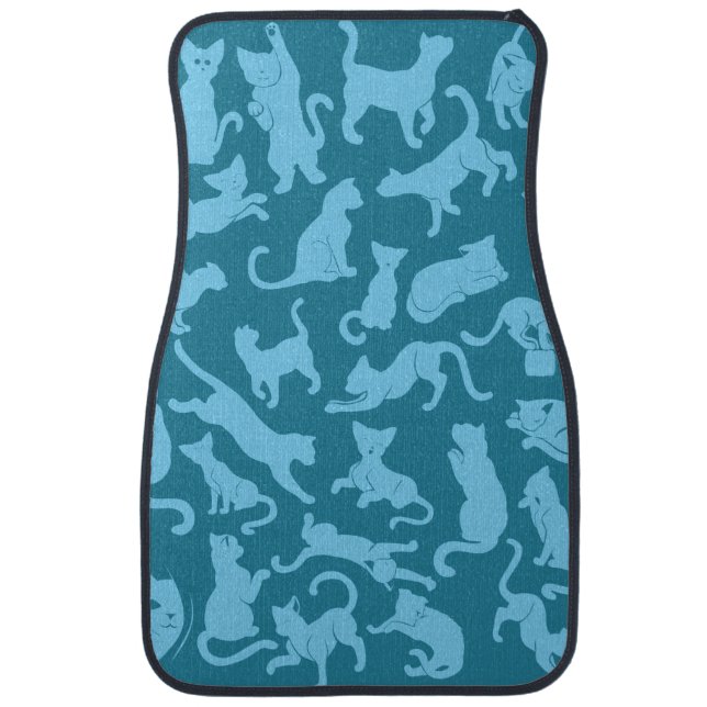Blue Cat Pattern Car Mat (Front)