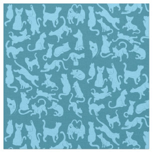 Blue Cat Pattern Fabric
