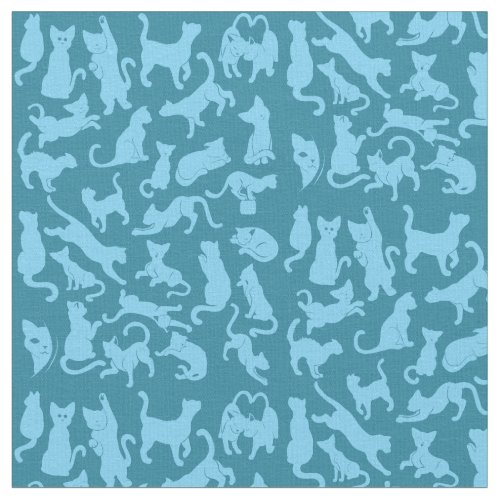 Blue Cat Pattern Fabric